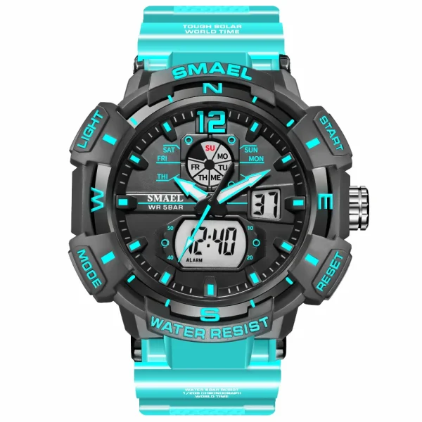 SMAEL Top Luxury Brand Men's Watch Outdoor Sports Waterproof Watches Dual Time Display Quartz Wristwatches Rubber Digital Clock - Image 17