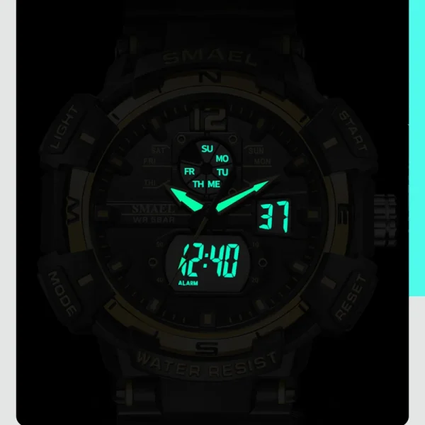 SMAEL Top Luxury Brand Men's Watch Outdoor Sports Waterproof Watches Dual Time Display Quartz Wristwatches Rubber Digital Clock - Image 6