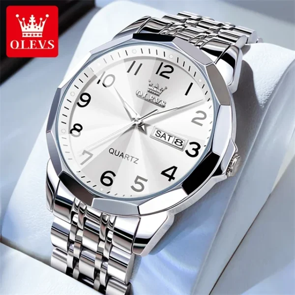 OLEVS 9970 Luxury Couple Watch Men Women Stainless Steel Waterproof Calendar Wristwatch Digital Dial Rhombus Mirror Lovers Watch - Image 24