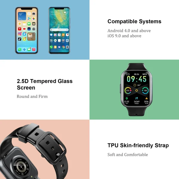 Nerunsa Smart Watch, 1.69" HD Touch Screen Fitness Watch, 25 Sports Modes Fitness Tracker, IP68 Waterproof Smartwatch. - Image 3