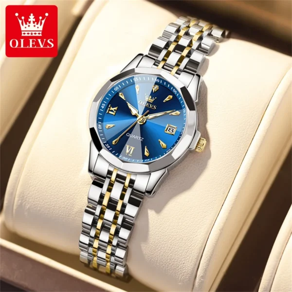 OLEVS 9998 Fashion Simple Women Quartz Watch Classic Rhombus Mirror Waterproof Double Calendar Watch Luxury Elegant Women Watch - Image 7