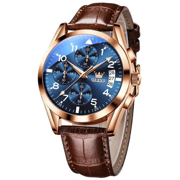 OLEVS Luxury Men's Watches Waterproof Luminous Quartz Wrist watch Leather Date Sports Top Brand Male Watch for Men Relogio - Image 7