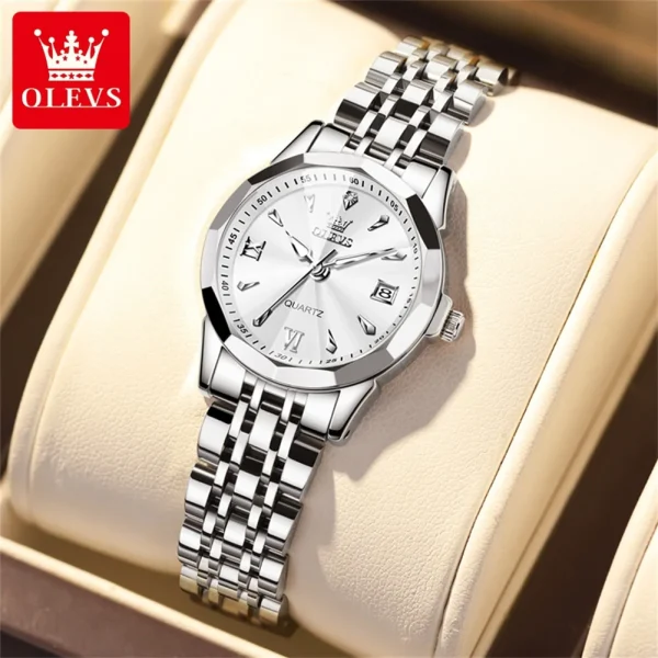 OLEVS 9998 Fashion Simple Women Quartz Watch Classic Rhombus Mirror Waterproof Double Calendar Watch Luxury Elegant Women Watch - Image 11