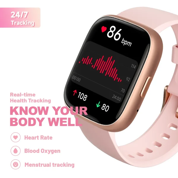 Alexa Built-in TOOBUR Smart Watch Heart Rate Monitor Sleep Tracker Pedometer IP68 Waterproof Smartwatch Compatible Android iOS - Image 3