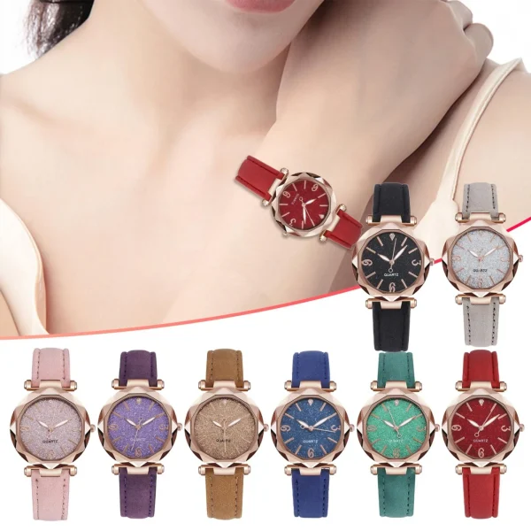 Korean Fashion Analog Simple Ladies Watch Middle School Student Belt Watches Temperament Women'S Wristwatches Reloj Para Mujer