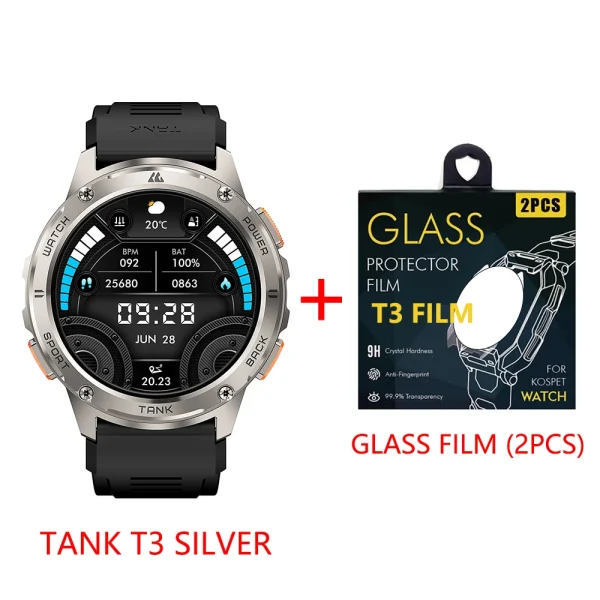 2024 Original KOSPET TANK T3 Smartwatches For Men Smart watch Women DIgital Military Sport Electronic Bluetooth Waterproof Watch - Image 8