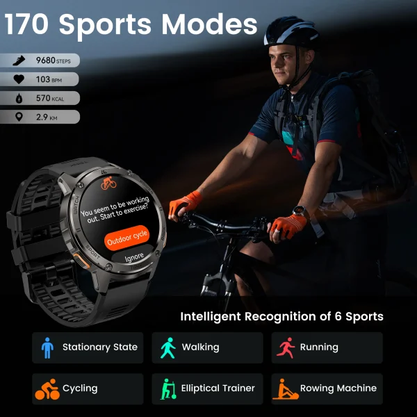 2024 Original KOSPET TANK T3 Smartwatches For Men Smart watch Women DIgital Military Sport Electronic Bluetooth Waterproof Watch - Image 5