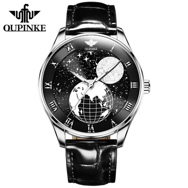 OUPINKE 3177 Moon Phase Man Watch High-end Import Jappan Automatic Movement Mechanical Men's Watches Leather Strap Luxury Watch - Image 7