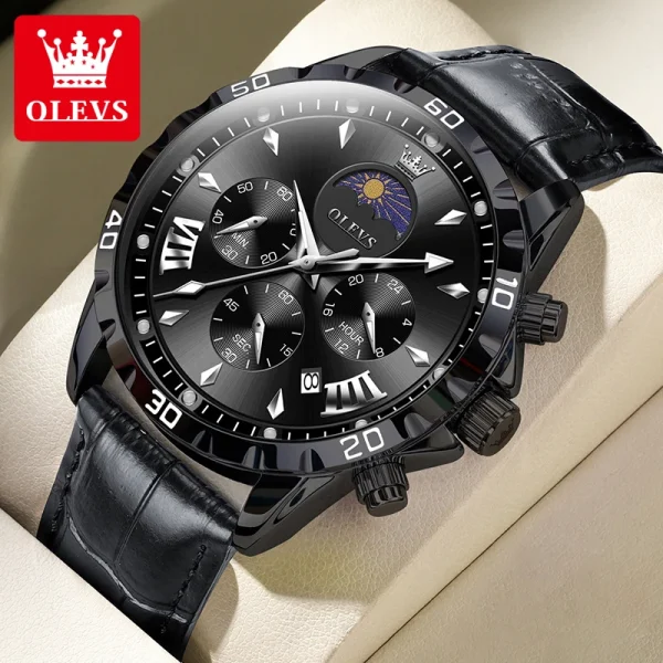 OLEVS 2949 Chronograph Sports Men's Watches Moon Phase Waterpoof Luminous Original Quartz Watch Man Fashion Luxury Watch for Men - Image 13