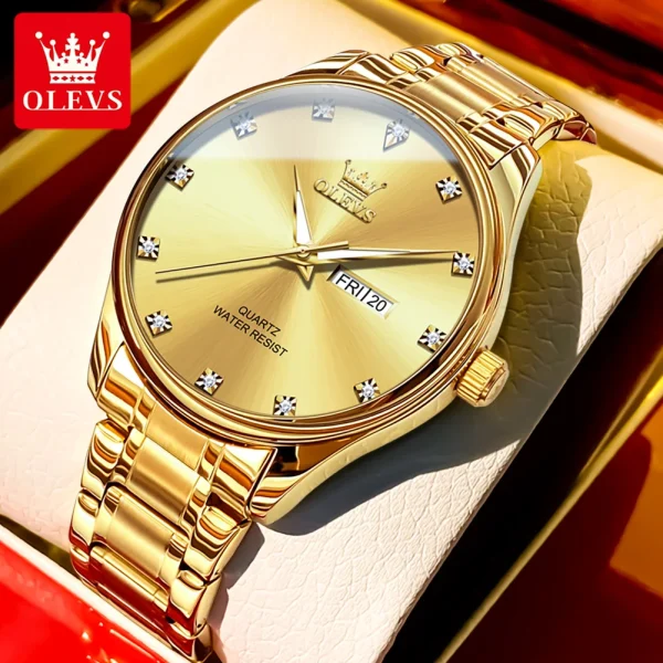 OLEVS Luxury Men’s Watch | Stainless Steel, Waterproof, Luminous, Date & Week Display, Diamond Accents - Image 9