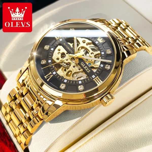 OLEVS 9901 Men's Watch Luxury Brand Skeleton Automatic Mechanical Watch Fashion Diamond Stainless Steel Waterproof Men's Watch - Image 12