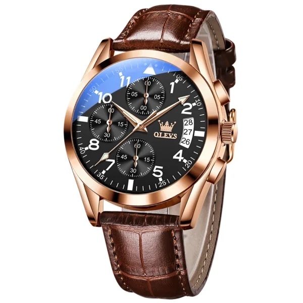 OLEVS Luxury Men's Watches Waterproof Luminous Quartz Wrist watch Leather Date Sports Top Brand Male Watch for Men Relogio - Image 8