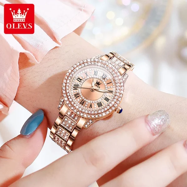 OLEVS 9943 Original Diamond Watch for Women Luxury Elegant Stainless steel Waterproof Quartz Wristwatch Fashion Ladies' Watches - Image 2