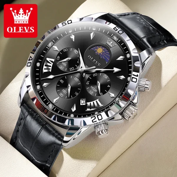 OLEVS 2949 Chronograph Sports Men's Watches Moon Phase Waterpoof Luminous Original Quartz Watch Man Fashion Luxury Watch for Men - Image 11