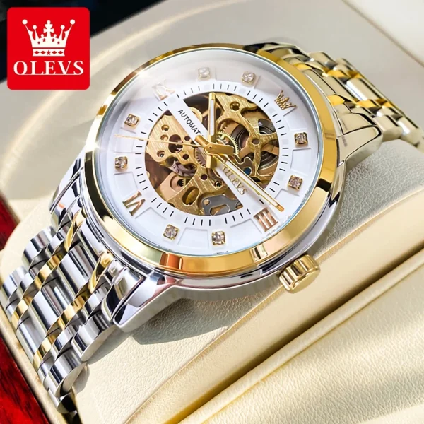 OLEVS 9901 Men's Watch Luxury Brand Skeleton Automatic Mechanical Watch Fashion Diamond Stainless Steel Waterproof Men's Watch - Image 7