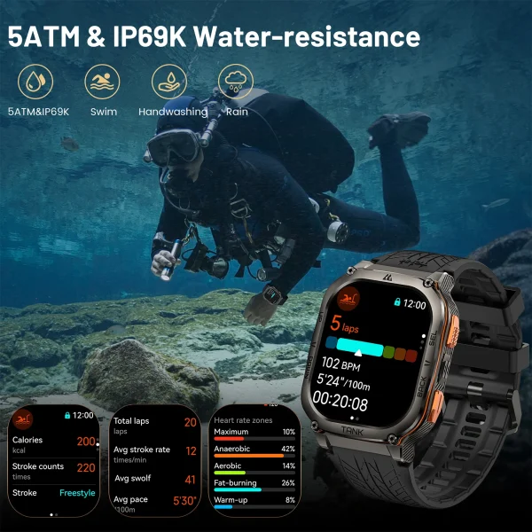 Original KOSPET TANK M3 Ultra GPS Smart Watches For Men Smartwatch 480mAh Waterproof Digital Fitness AMOLED AOD Bluetooth Watch - Image 4