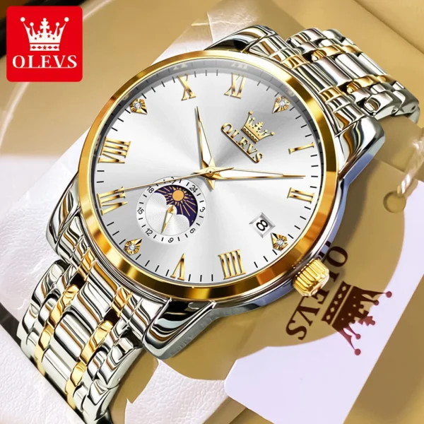 OLEVS 3656 Men Watch Fashion Original Waterproof Luminous Calendar Moon Phase Business Watch Trend Luxury Brand Men Quartz Watch - Image 10