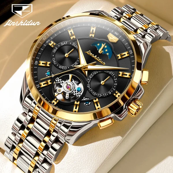 JSDUN 8945 Original Men's Automatic Mechanical Watch Fashion Tourbillon Skeleton Waterproof Calendar Luxury Brand Men's Watch - Image 7