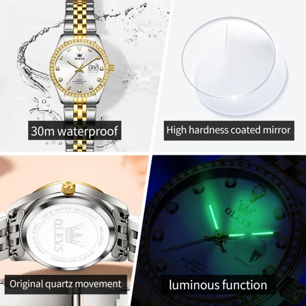 OLEVS 3629 Elegant Women's Watch Fashion Classic Waterproof Luminous Original Calendar Quartz Watch Top Luxury Brand Women Watch - Image 5