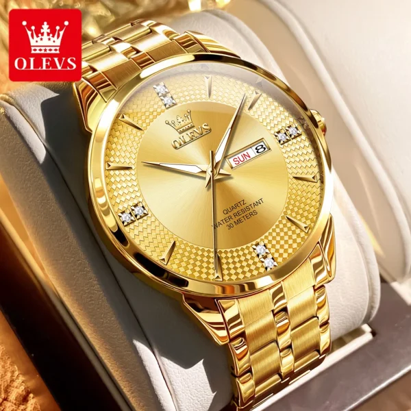 OLEVS 9917 New Quartz Men's Watch Fashion Business Dual Calendar Waterproof Watch Luxury Diamond Brand Original Men Quartz Watch - Image 9