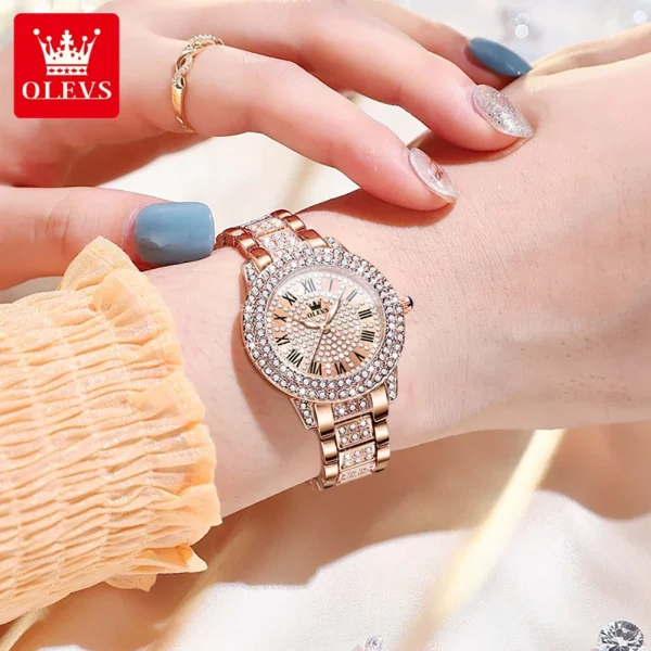 OLEVS 9943 Original Diamond Watch for Women Luxury Elegant Stainless steel Waterproof Quartz Wristwatch Fashion Ladies' Watches - Image 3