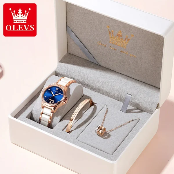 OLEVS 6631 Top Original Automatic Watch for Women Fashion Heart Design Diamond Bezel Ceramics Strap Ladies Mechanical Wristwatch - Image 11