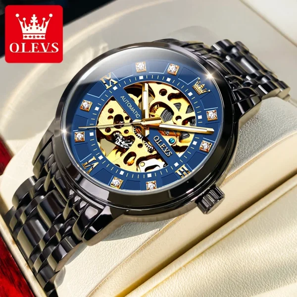 OLEVS 9901 Men's Watch Luxury Brand Skeleton Automatic Mechanical Watch Fashion Diamond Stainless Steel Waterproof Men's Watch - Image 10