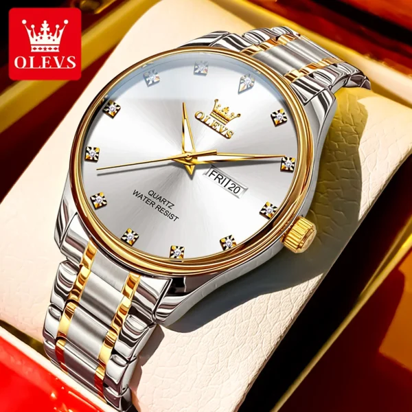 OLEVS Luxury Men’s Watch | Stainless Steel, Waterproof, Luminous, Date & Week Display, Diamond Accents - Image 10