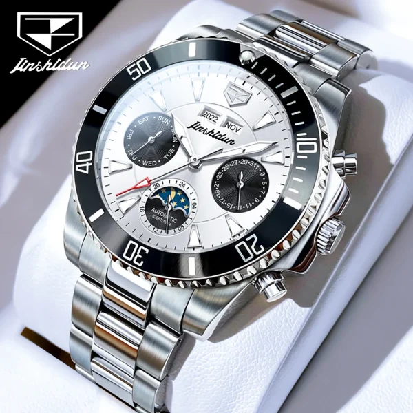 JSDUN 8931 Men's Watch Luxury Brand Men's Automatic Mechanical Watch Classic Stainless Steel Waterproof Lunar Phase Men's Watch - Image 10