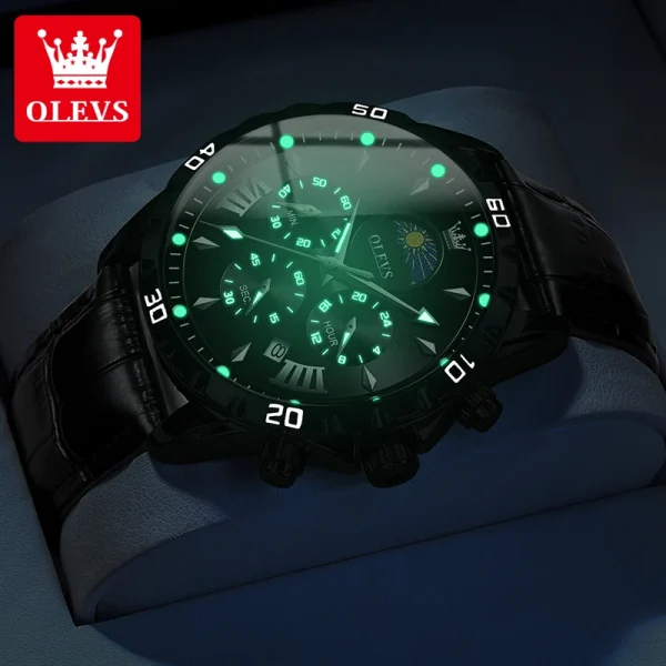 OLEVS 2949 Chronograph Sports Men's Watches Moon Phase Waterpoof Luminous Original Quartz Watch Man Fashion Luxury Watch for Men - Image 5