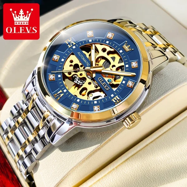 OLEVS 9901 Men's Watch Luxury Brand Skeleton Automatic Mechanical Watch Fashion Diamond Stainless Steel Waterproof Men's Watch - Image 9