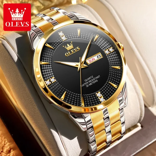 OLEVS 9917 New Quartz Men's Watch Fashion Business Dual Calendar Waterproof Watch Luxury Diamond Brand Original Men Quartz Watch - Image 7