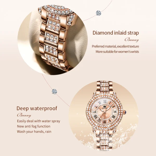 OLEVS 9943 Original Diamond Watch for Women Luxury Elegant Stainless steel Waterproof Quartz Wristwatch Fashion Ladies' Watches - Image 5