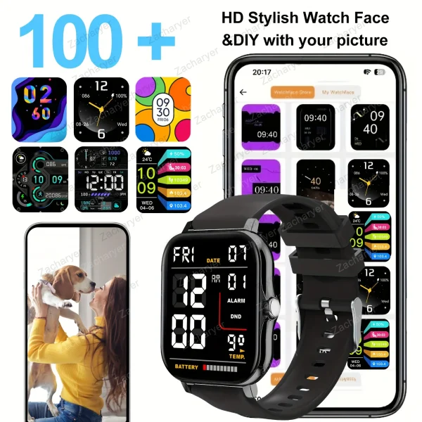 Smart fitness watch, SMS reminder, outdoor sports watch, smart watch for men and women, compatible with iPhone and Android - Image 3