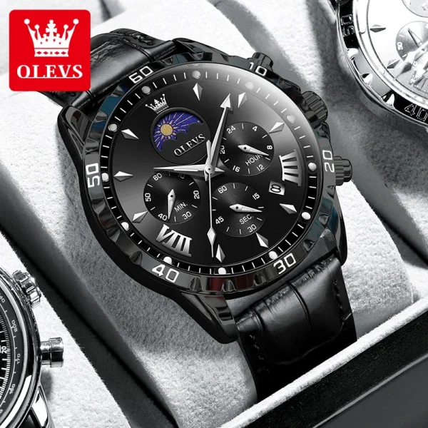 OLEVS 2949 Chronograph Sports Men's Watches Moon Phase Waterpoof Luminous Original Quartz Watch Man Fashion Luxury Watch for Men - Image 6