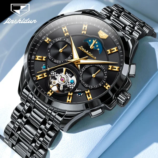 JSDUN 8945 Original Men's Automatic Mechanical Watch Fashion Tourbillon Skeleton Waterproof Calendar Luxury Brand Men's Watch - Image 11