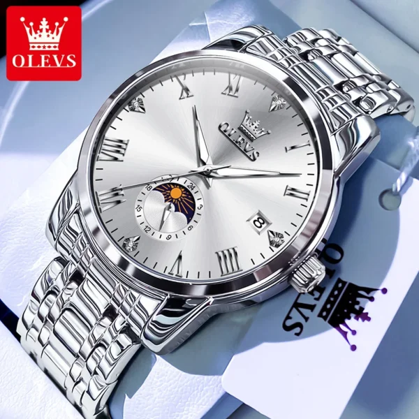 OLEVS 3656 Men Watch Fashion Original Waterproof Luminous Calendar Moon Phase Business Watch Trend Luxury Brand Men Quartz Watch - Image 8