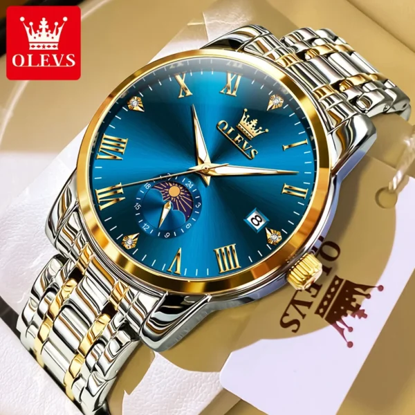 OLEVS 3656 Men Watch Fashion Original Waterproof Luminous Calendar Moon Phase Business Watch Trend Luxury Brand Men Quartz Watch - Image 11