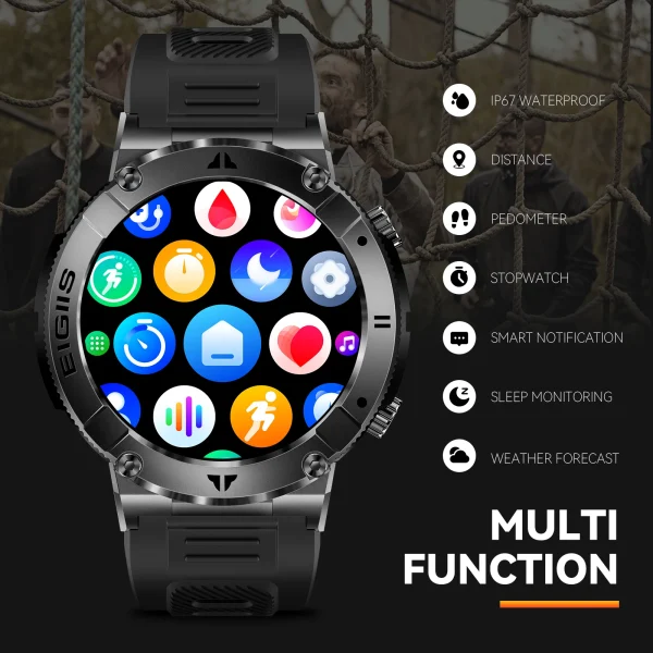 EIGIIS Smartwatch for Men | TFT Display, Bluetooth Call, Blood Pressure, Fitness Tracker, Waterproof - Image 6