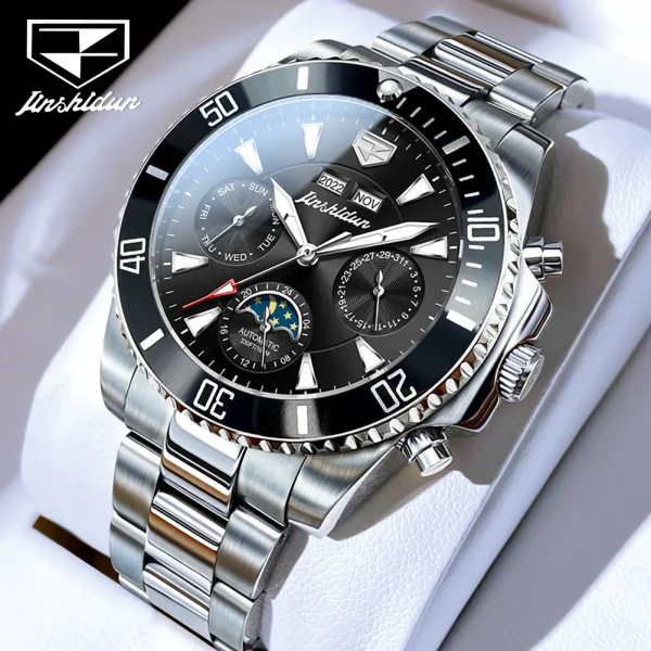 JSDUN 8931 Men's Watch Luxury Brand Men's Automatic Mechanical Watch Classic Stainless Steel Waterproof Lunar Phase Men's Watch - Image 7