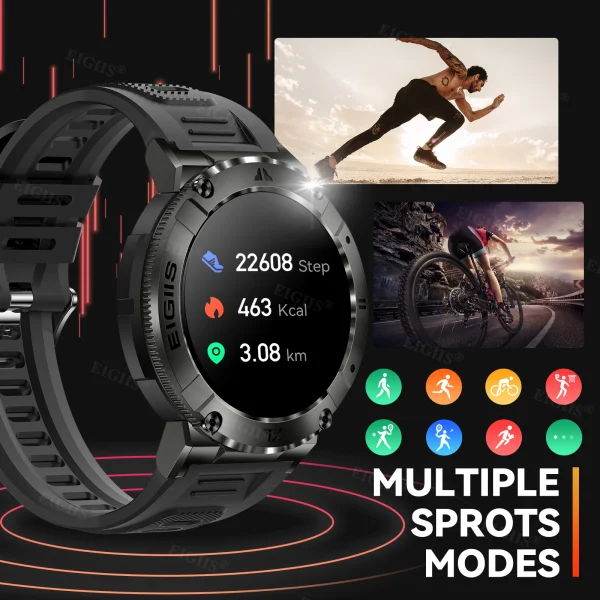 EIGIIS Smartwatch for Men | TFT Display, Bluetooth Call, Blood Pressure, Fitness Tracker, Waterproof - Image 4