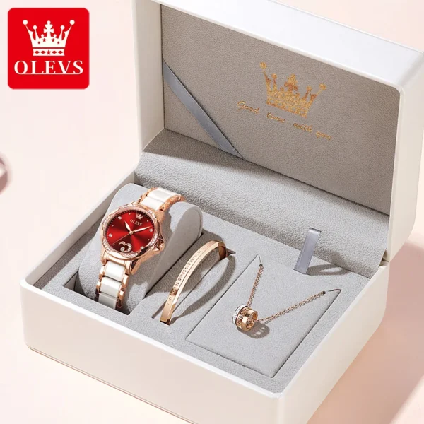 OLEVS 6631 Top Original Automatic Watch for Women Fashion Heart Design Diamond Bezel Ceramics Strap Ladies Mechanical Wristwatch - Image 10