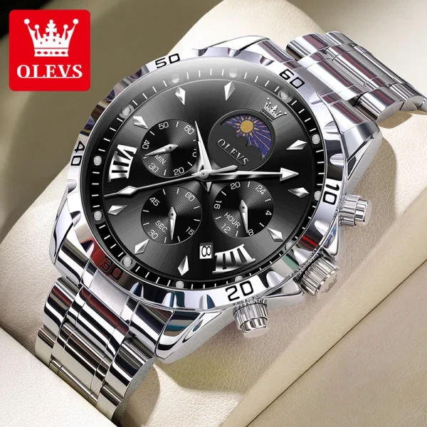 OLEVS 2949 Chronograph Sports Men's Watches Moon Phase Waterpoof Luminous Original Quartz Watch Man Fashion Luxury Watch for Men - Image 7