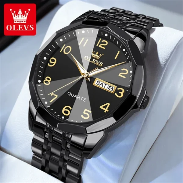 OLEVS 9970 Luxury Couple Watch Men Women Stainless Steel Waterproof Calendar Wristwatch Digital Dial Rhombus Mirror Lovers Watch - Image 18