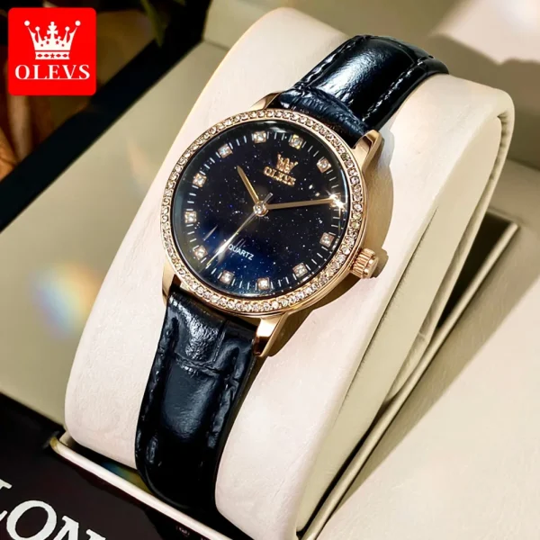 OLEVS Original Brand Fashion Women's watches Starry Sky Dial Quartz Watch for Ladies Elegant Waterproof Bracelet Gift Box Set