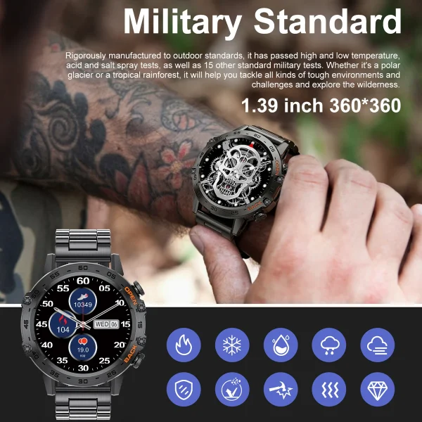 LIGE New 1.39" Bluetooth Call Smart Watch Men Outdoor Waterproof Watches Custom Dials Real Heart Rate Monitoring Man Smartwatch - Image 4