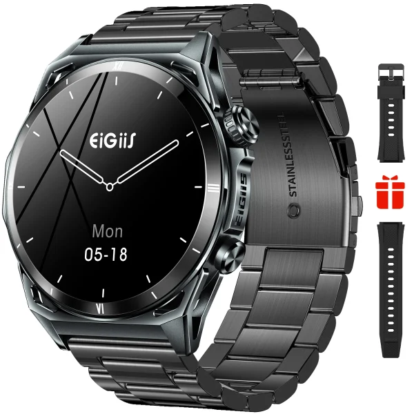 EIGIIS New Smart Watch KE6 1.43" AMOLED Display Men Black Sports Watch KE Series Bluetooth Call Health Monitor IP68 Waterproof - Image 7