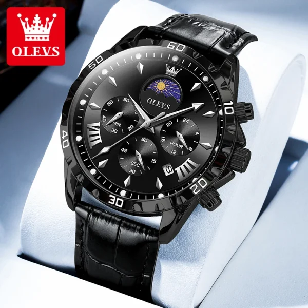 OLEVS 2949 Chronograph Sports Men's Watches Moon Phase Waterpoof Luminous Original Quartz Watch Man Fashion Luxury Watch for Men