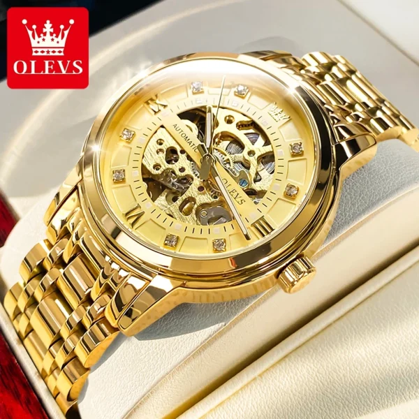 OLEVS 9901 Men's Watch Luxury Brand Skeleton Automatic Mechanical Watch Fashion Diamond Stainless Steel Waterproof Men's Watch - Image 13