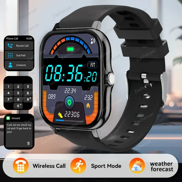 Smart fitness watch, SMS reminder, outdoor sports watch, smart watch for men and women, compatible with iPhone and Android